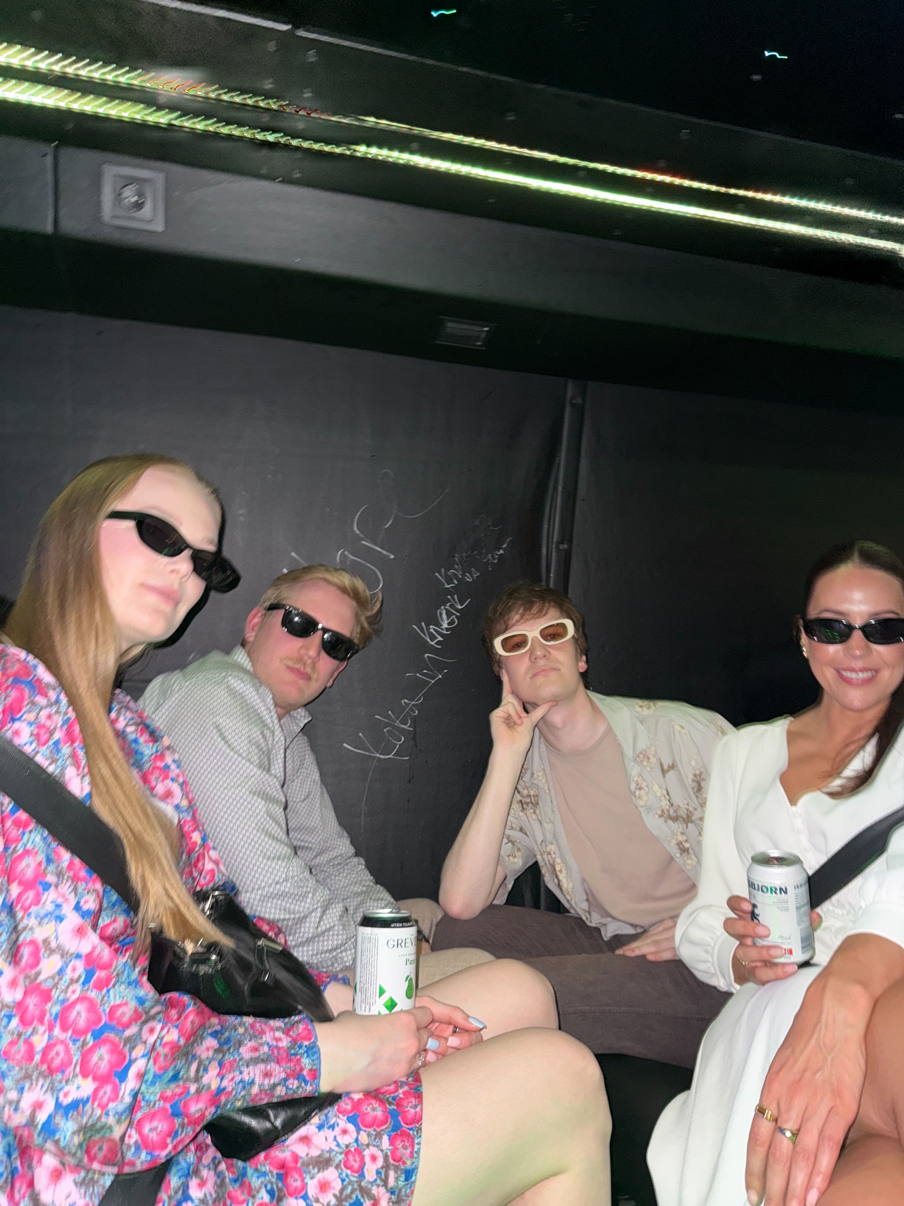 Kollegaer på partybuss
